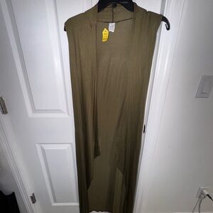 Olive Green Sleeveless Duster Vest